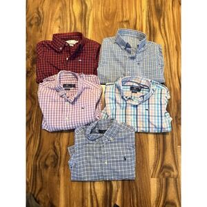 Lot Of 5 Boys Long Sleeve Button Up Shirts Vineyard Vines, Polo,& Southern Tide